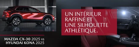 Comparatif Mazda CX-30 2025 vs Hyundai Kona 2025