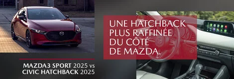 Mazda3 Sport 2025 vs Honda Civic Hatchback 2025 : La maîtrise technique au service de la conduite