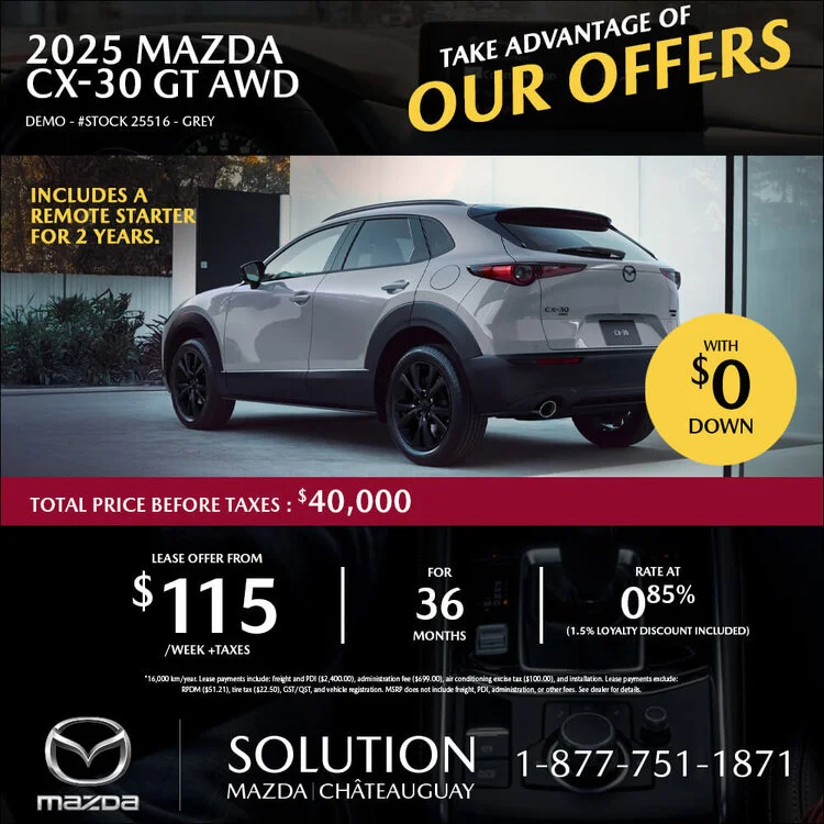 F038faf050a9695373306de7e57a2f50 solution mazda promo novembre CX 30 GT AWD 2025 EN 750x750